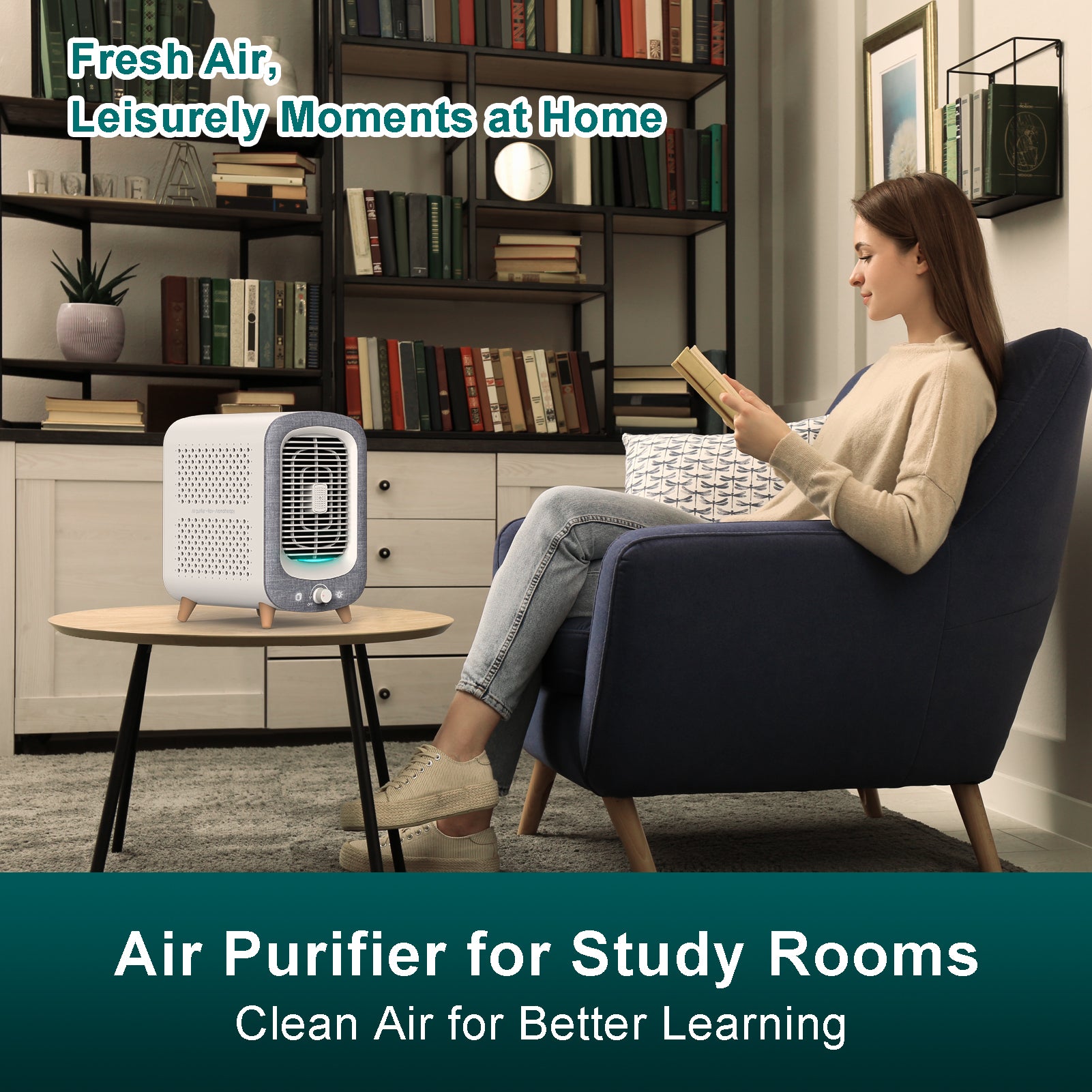 Jafända JF180 Air Purifiers for Home Bedroom, H13 HEPA & Activated Carbon Air Cleaner with Aromatherapy, Nightlight, and Bladeless Fan for Pets, Smokers, Allergies, Dust, Odor, and Pollen (780 sq. ft.) Grey - Jafanda