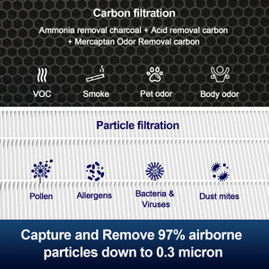 Jafända Air Purifier Odor Replacement Filters for JF1500, 2 Pack Specialized Odor Filters with HEPA & 12.35 lb Modified Activated Carbon, Effectively Remove Ammonia, Amine, Mercaptan Odor, Pet Odor, and Body Odor - Jafanda