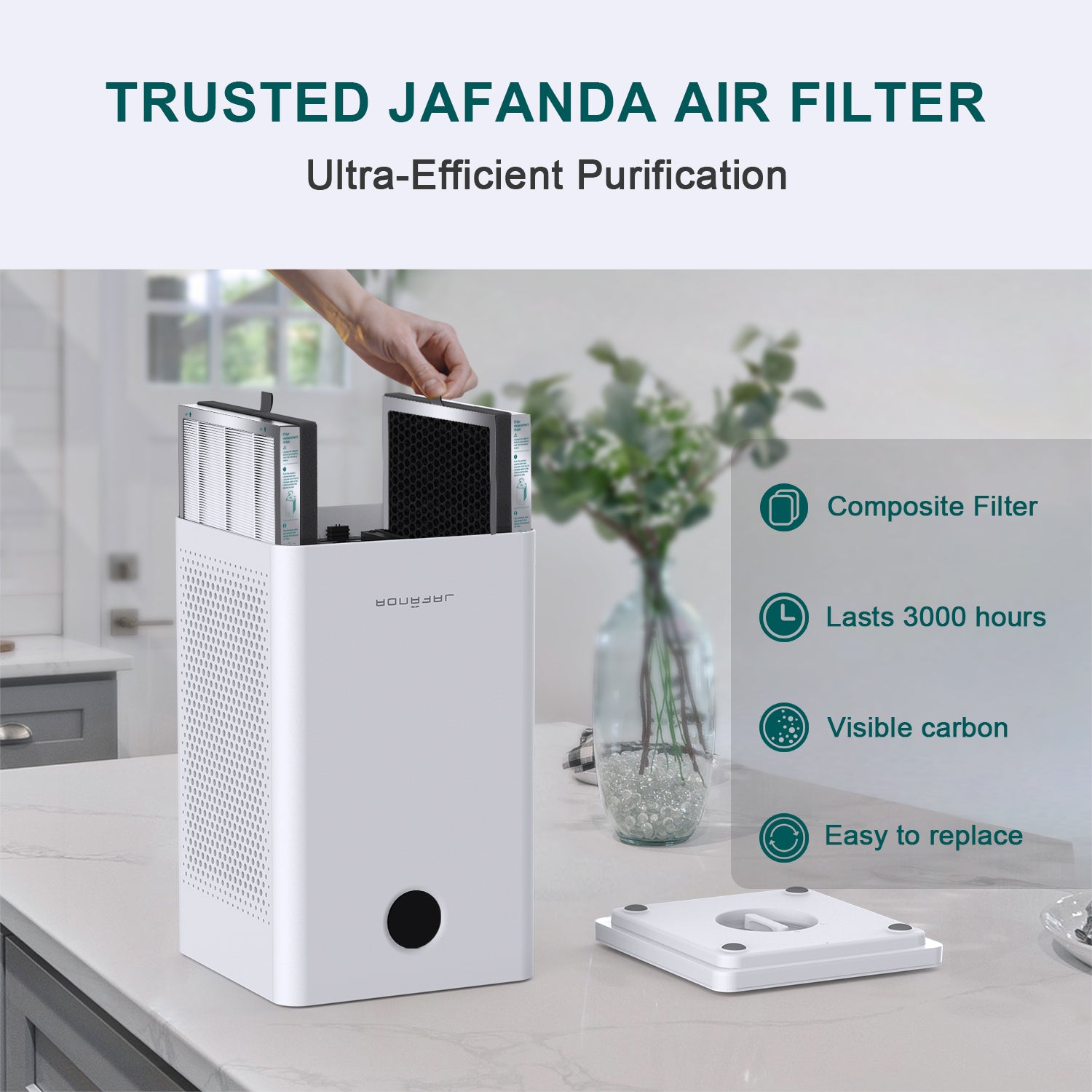 JF260 & JF260s Air Purifier Filter Replacement - True HEPA and Activated Carbon Filter - Removes 99.7% of Smoke, Dust, Pollen, and Odors - Jafanda