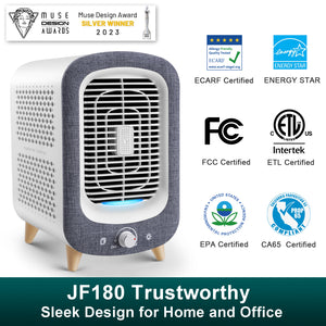 Jafända JF180 Air Purifiers for Home Bedroom, H13 HEPA & Activated Carbon Air Cleaner with Aromatherapy, Nightlight, and Bladeless Fan for Pets, Smokers, Allergies, Dust, Odor, and Pollen (780 sq. ft.) Grey - Jafanda